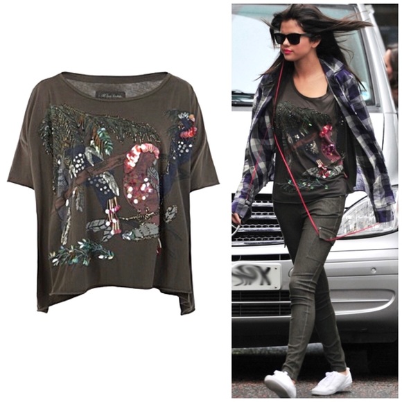 All Saints Tops - All Saints X Loro Parrot Sequin Beaded Top Olive